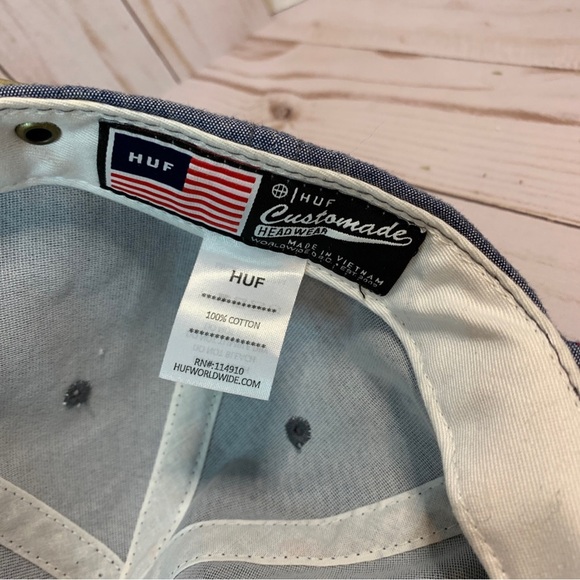 NEW Huf 1984 6-Panel Red White Blue Chambray Baseball Cap Hat Adjustable NWT - Picture 8 of 8